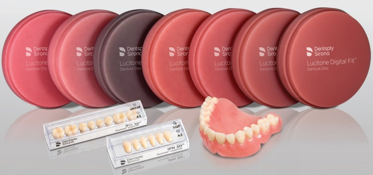 Picture of the different Lucitone Denture Disc shades